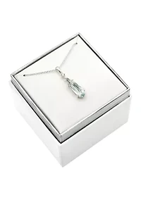 Lab Grown Silver Tone Violet Crystal and Clear Cubic Zirconia Teardrop Pendant