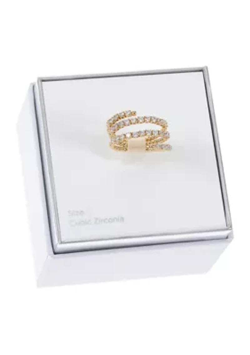 Lab Created Gold Tone Clear CZ Coil Wrap Ring