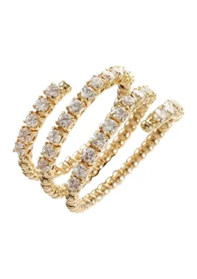 Lab Created Gold Tone Clear CZ Coil Wrap Ring