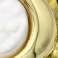 Lab Grown Gold Tone Mother Of Pearl and Clear Cubic Zirconia Clover Band