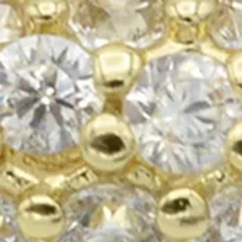 Lab Grown Gold Tone Pave Cubic Zirconia Multi Row Texture Band