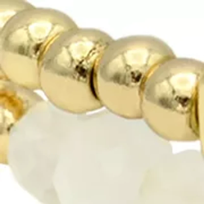 Gold Tone Beaded Wrap Bracelet Strong & Courageous Bar