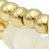 Gold Tone Beaded Wrap Bracelet Strong & Courageous Bar