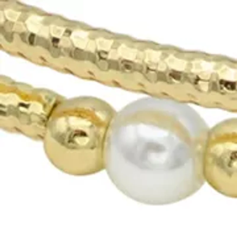 Beaded Wrap Bracelet with Pearls and Cross Charm