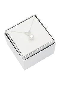 Lab Grown Silver Tone Pavé Cubic Zirconia Butterfly Pendant Necklace