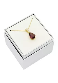 Lab Grown Gold Tone Smoke Crystal Pear and Pavé Cubic Zirconia Drop Pendant