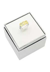 Lab Grown Silver Tone Jonquil Cubic Zirconia Three Oval Ring