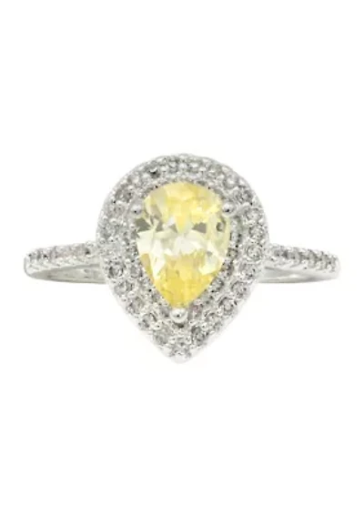Lab Grown Clear Cubic Zirconia Double Halo Ring