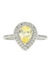 Lab Grown Clear Cubic Zirconia Double Halo Ring