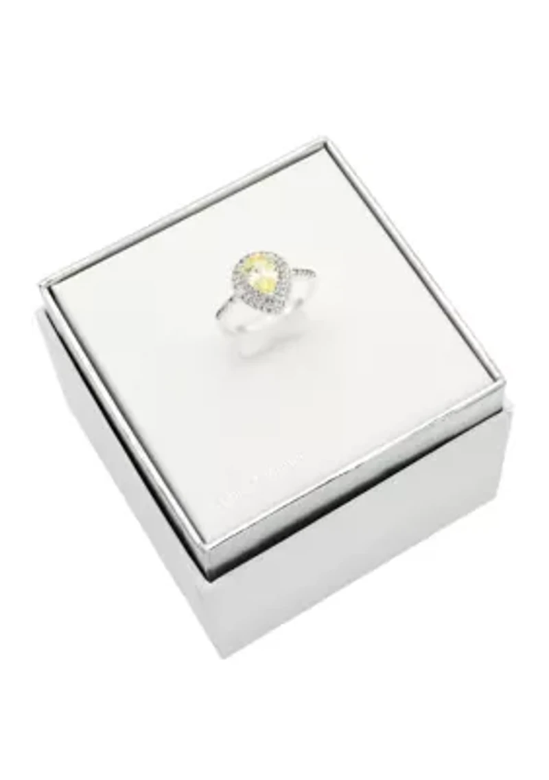 Lab Grown Clear Cubic Zirconia Double Halo Ring