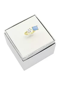 Lab Grown Opal Crystal and Cubic Zirconia Pear Open Wrap Ring