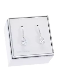 Lab Grown Pear Cubic Zirconia Silver Tone Drop Earrings