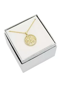 Lab Grown Cubic Zirconia Tree of Life Pendant Necklace
