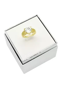 Lab Grown Gold Tone Heart-Shaped Cubic Zirconia Ring