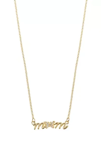 Mom Cubic Zirconia Butterfly Pendant Necklace