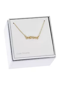 Mom Cubic Zirconia Butterfly Pendant Necklace