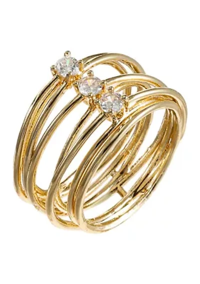 Round Cubic Zirconia Multi Row Band Ring