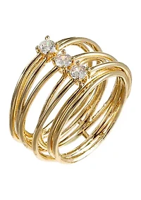 Round Cubic Zirconia Multi Row Band Ring
