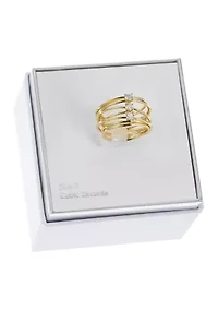 Round Cubic Zirconia Multi Row Band Ring