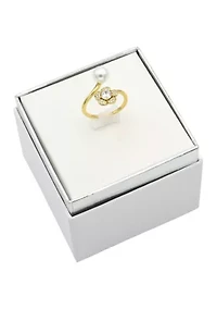 Flower Pearl Cubic Zirconia Statement Ring