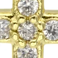 Gold Tone Open Heart Cubic Zirconia Cross Pendant Necklace