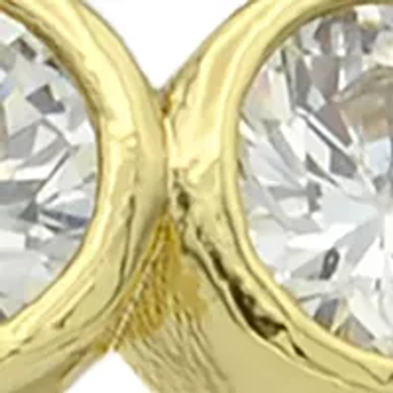 Lab Grown Gold Tone Bezel Cut Round Cubic Zirconia Duo Band Ring Set