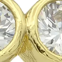 Lab Grown Gold Tone Bezel Cut Round Cubic Zirconia Duo Band Ring Set