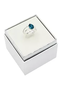 Silver Tone Round Trio Crystal Pave Band Ring Set