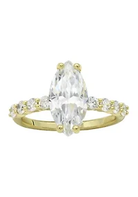 Lab Grown Round Stone Band Cubic Zirconia Marquise Ring