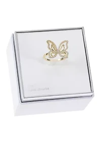Lab Grown Pave Cubic Zirconia Open Butterfly Ring