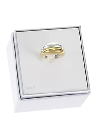 Two Tone Polished Dome Double Band Ring