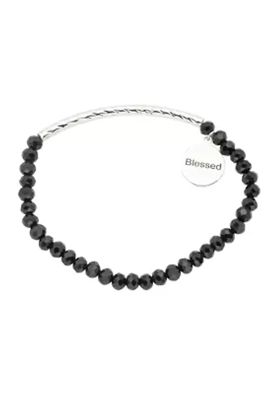 Silver Beaded Blessed Stretch Bracelet