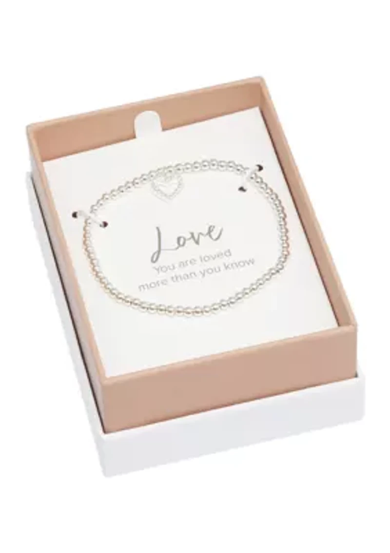 CZ Heart Beaded Stretch Bracelet