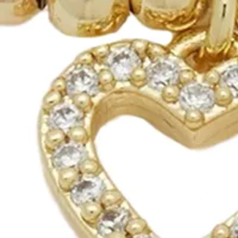 CZ Heart Beaded Stretch Bracelet