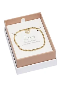 CZ Heart Beaded Stretch Bracelet