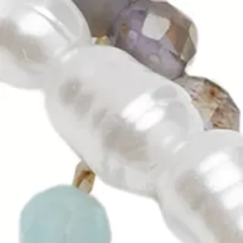 Gold Tone Genuine Beaded Pearl Chain Bracelet Trio Set