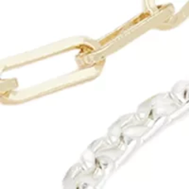 Two Tone Chain Trio Bracelet Set