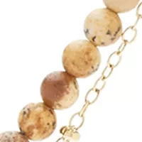 Gold Tone Genuine Stone & Star Disc Duo Pendant Necklace Set