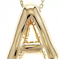Gold Tone Bubble Initial Pendant Necklace