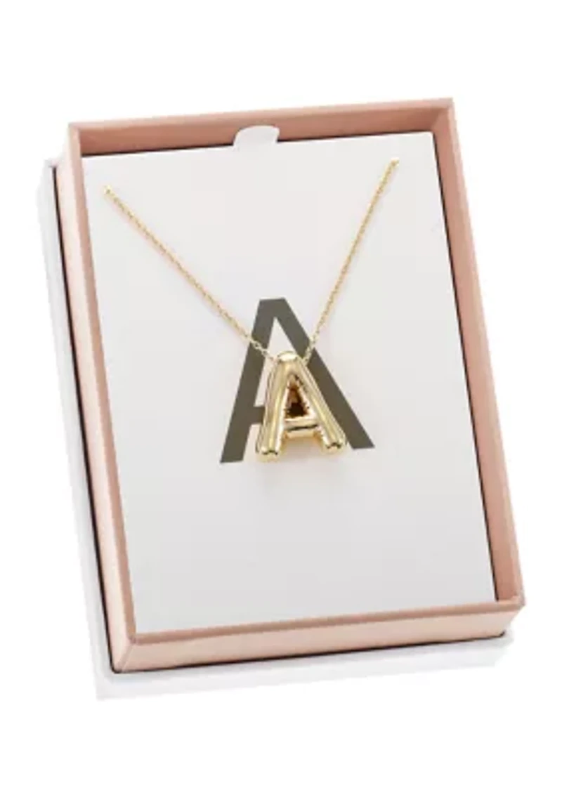Gold Tone Bubble Initial Pendant Necklace