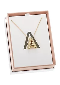 Gold Tone Bubble Initial Pendant Necklace