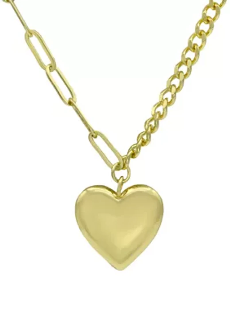 Gold Tone Heart Locket Necklace
