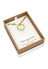 Gold Tone Heart Locket Necklace