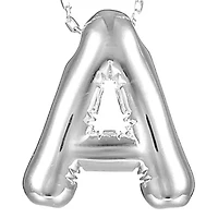 Silver Tone Bubble Initial Pendant Necklace