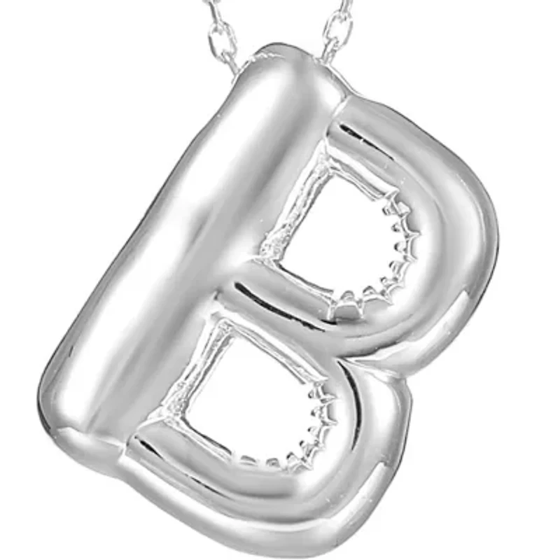 Silver Tone Bubble Initial Pendant Necklace
