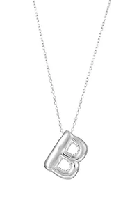 Silver Tone Bubble Initial Pendant Necklace