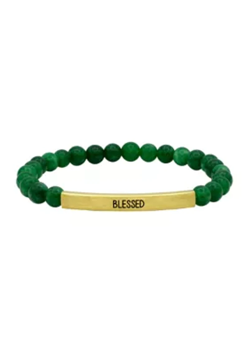 Gold Tone Genuine Stone Blessed Beaded Bracelet