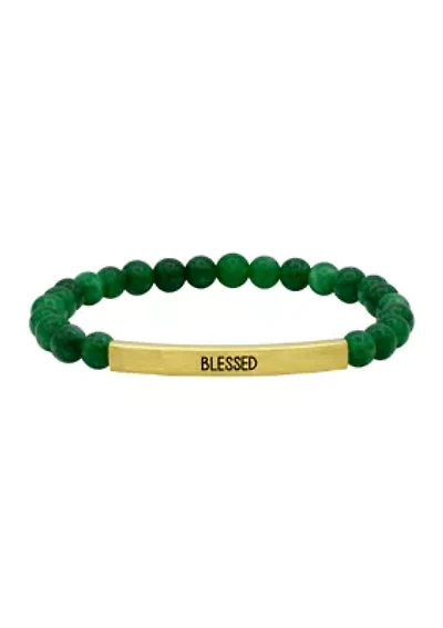 Gold Tone Genuine Stone Blessed Beaded Bracelet