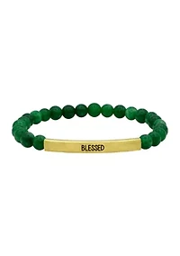Gold Tone Genuine Stone Blessed Beaded Bracelet