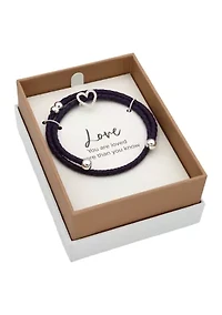 Leather Bracelet With Silver Open Heart